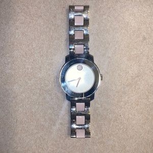 Movado BOLD ceramic pink & silver women’s watch
